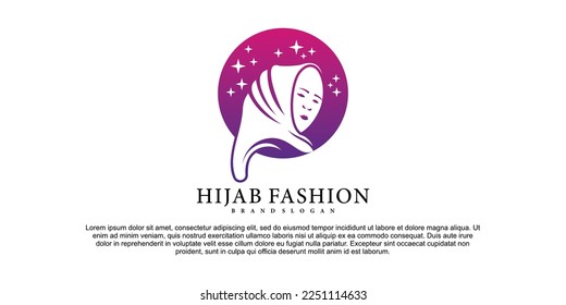 Modernes Hijab-Logo-Design mit kreativem Modedesign im Modestil Premium Vektor