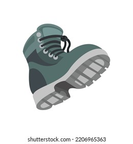 Modern hiking or tracking shoe with sole and laces. Vector illustration isolated on a white background