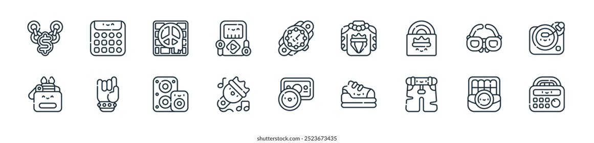 modern hip hop icon pack. perfect for linear ui designs featuring vector boombox, cigarette, trousers, sneakers, money, microphone, speaker and more icons for mobile and web apps.