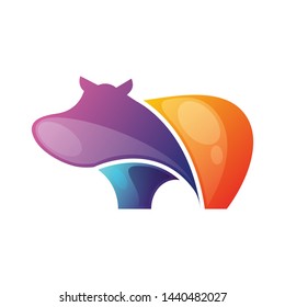 Modern hippo illustration, colorful hippo design vector