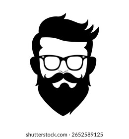 Modern Hipster Avatar – Bearded Man Vector Illustration
