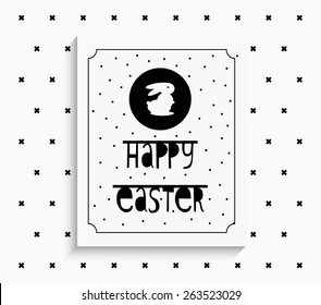 modern hipster black poster for Happy Easter with silhouettes of rabbits
