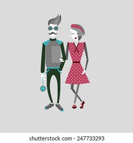 Modern hipster couple 