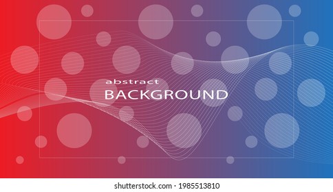 Modern hipster futuristic graphic abstract background. Red and blue gradient background with stripes and circles. Vector abstract background texture design, bright poster, red and blue background bann