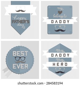 modern hipster happy Fathers Day card set