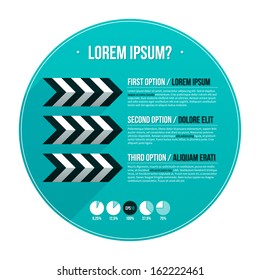 Modern hipster layout with three horizontal options in circle. EPS10.