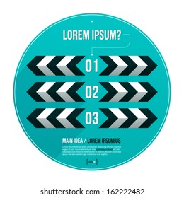 Modern hipster layout with three horizontal options in circle. EPS10.