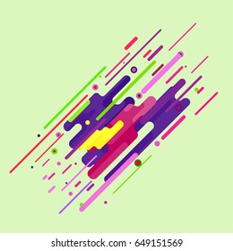 Modern hipster style abstraction made with different style lines and shapes. Colorful bright abstract graphic element. Vivid stylish futuristic arrangement composition. Vector illustration