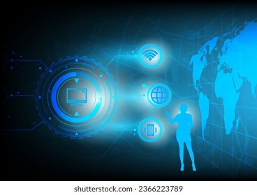  Modern hi-tech, science, futuristic technology concept. . Integrated digital web concept background. digital service or application with data transmission. Network computing technologies. Hi-tech dig