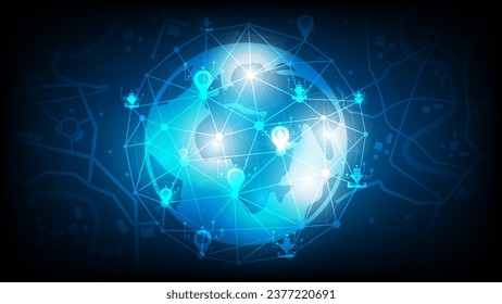 Modern hi-tech, science, futuristic technology concept. Abstract digital high tech city design for banner background. Eco global planet solution.