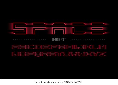 Modern hi-tech style font, vector illustration