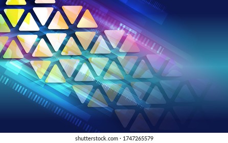 Modern hi-tech vector illustration. Technology communication concept. Futuristic blue background with triangles.