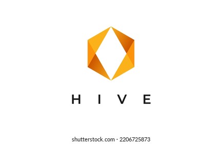 Modern Hive Logo Design | Creative Bee Hive Design Template | Hexagon Shape Hive Vector Symbol