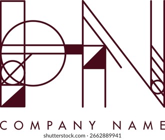Logotipo HN moderno com um monograma dentro de um quadro circular em estilo minimalista, ideal para a marca. O design mostra formas abstratas com linhas limpas, enfatizando elegância e profissionalismo.