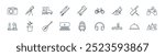 modern hobbies icon pack. perfect for linear ui designs featuring vector mountain, dish, swimming pool, music, backpack, cinema, guitar and more icons for mobile and web apps.
