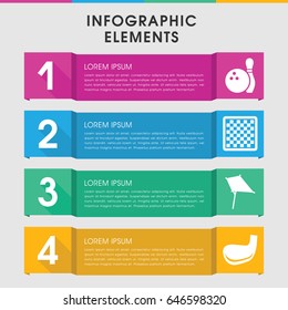 Modern hobby infographic template. infographic design with hobby icons includes kite, bowling, golf stick. can be used for presentation, diagram, annual report, web design.