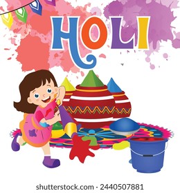 A modern Holi banner with geometric shapes and bold, contrasting colors, perfect for sharing on social media platforms to add a contemporary twist to Holi celebrations.