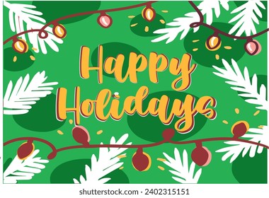 Modern Holiday Card. Abstract Christmas template with universal decorative frame and copy space, Christmas Tree, reindeer and greetings.