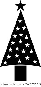 Silueta moderna de los iconos del vector del árbol de navidad de Festiva, árbol de navidad con la estrella.