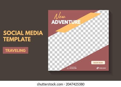 modern Holiday travel social media post template , Travelling social media post 