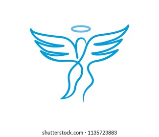 Modern Holistic Spiritual Angel Medication Logo Illustration In Isolated White Background