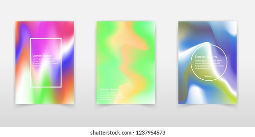 Modern Holographic Foil background. abstract covers set. Cool gradient shapes composition. Eps10 vector.