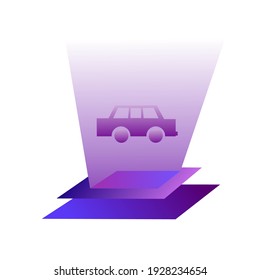 modern holographic illustration of car icon, gradient light effect