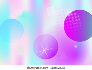 Modern holographic memphis vector background. Horizontal hipster gradient color overlay. Corporate identity geometric minimal holograph pattern. Chaotic bauhaus funky falling memphis wallpaper.