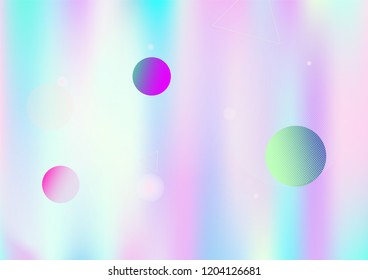 Modern holographic memphis vector background. Gradient hipster horizontal color overlay. Corporate identity geometric minimal holograph pattern. Chaotic funky bauhaus falling memphis wallpaper.