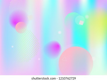 Modern holographic memphis vector background. Horizontal gradient hipster color overlay. Geometric abstract corporate identity holograph pattern. Chaotic bauhaus funky falling memphis wallpaper.