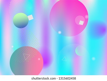 Modern holographic memphis vector background. Horizontal gradient hipster color overlay. Geometric abstract corporate identity holograph pattern. Chaotic bauhaus funky falling memphis layout.