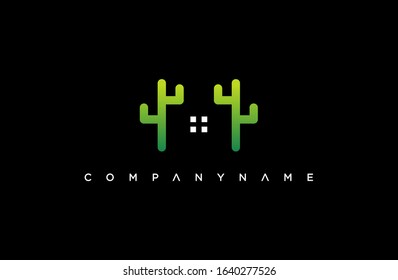 modern home and cactus logo. simple icon, template design