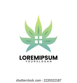 modern home cannabis gradient logo design 