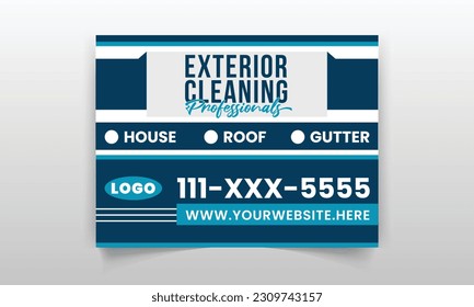 Modern home cleaning signage or yard sign design template for Roof, House, gutter, business, company