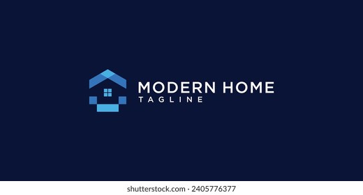 modern home with colorful logo design template