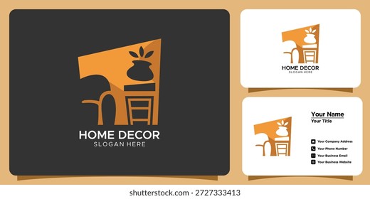Diseño moderno del logotipo de la decoración del hogar, muebles e icono de la olla de la planta para el servicio de diseño de interiores, bienes raíces y marca de estilo casero