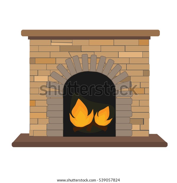 Modern Home Fireplaces Fire On White Stock Vector Royalty Free