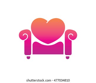 Modern Home Furniture Logo - Love Couch Symbol