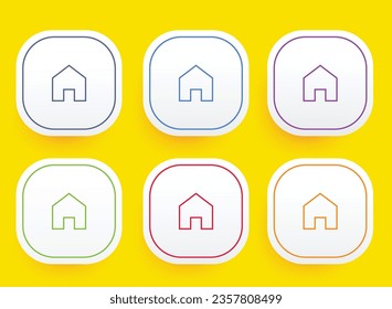 modern home, homepage, base, main page, house push button icon emblem symbol,Device UI UX mockup. Isolated vector elements.