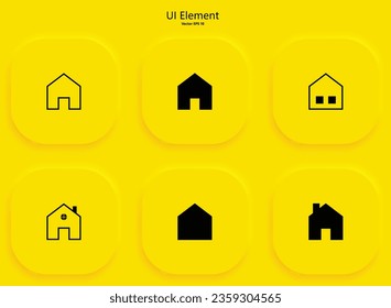 modern home, homepage, base, main page, house push button icon emblem symbol,Device UI UX mockup. Isolated vector elements.