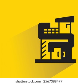 modern home icon with shadow on yellow background