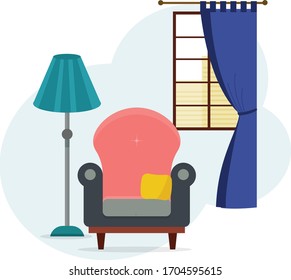 Modern home interior in flat style vector graphics