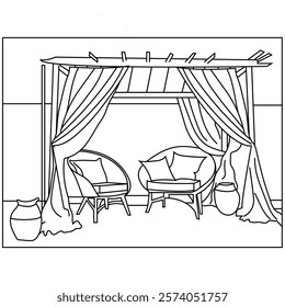 modern home interior line art 