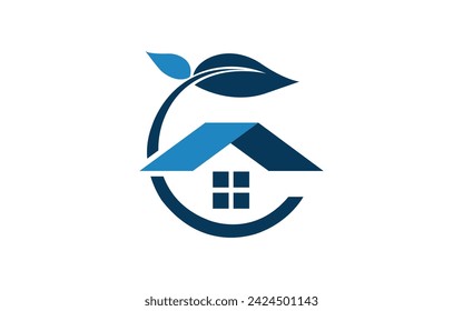 diseño de logotipo de hoja de casa moderno logotipo simple 