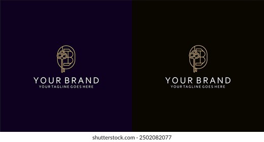 Un moderno logotipo de candado para el hogar con Elementos de línea simple da la impresión de vivienda, feminidad y lujo