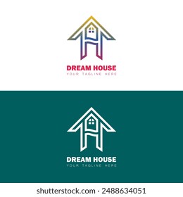 Diseño moderno del logotipo del hogar con color degradado.