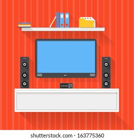 Modern home media entertainment system illustration