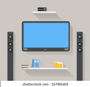 Modern home media entertainment system illustration