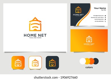 modern home network logo design and business card