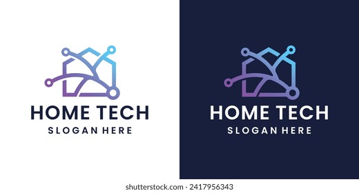 modern home network technology logo design ideas